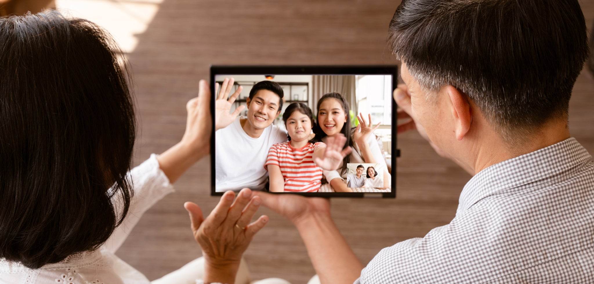 Family on computer chat