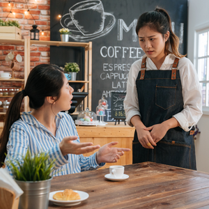 Woman Complaining at a coffee shop