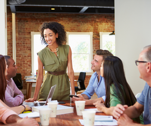 group of happy looking office workers