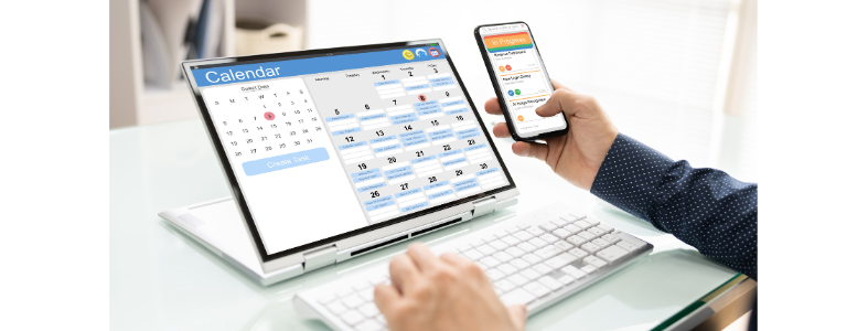 Full calendar on computer screen 