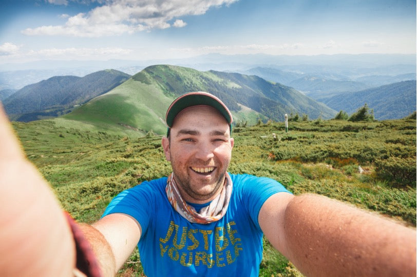 Man taking a selfie on vacation