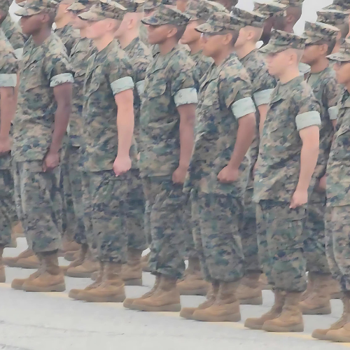 Marine recruits lined up