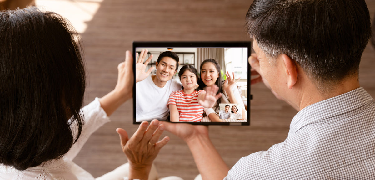 Family on computer chat