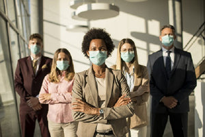 Office workers in masks