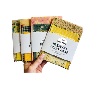 Beeswax Food Wrap packaging showing where your logo is placed.